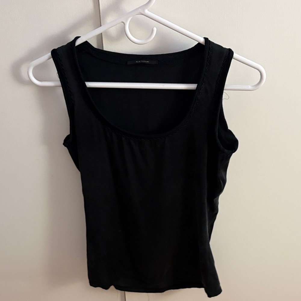 Elie Tahari Black Scoop Neck Tank